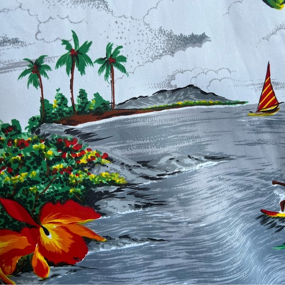 Vintage Hawaiian Aloha shirt By Fumi’s 70’s polyester Fits Large Orchid Surf - Picture 6 of 7